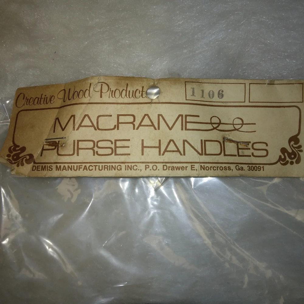 MACRAME Vintage Purse Handles, 1 pair of lightweight, real wood, purse handles